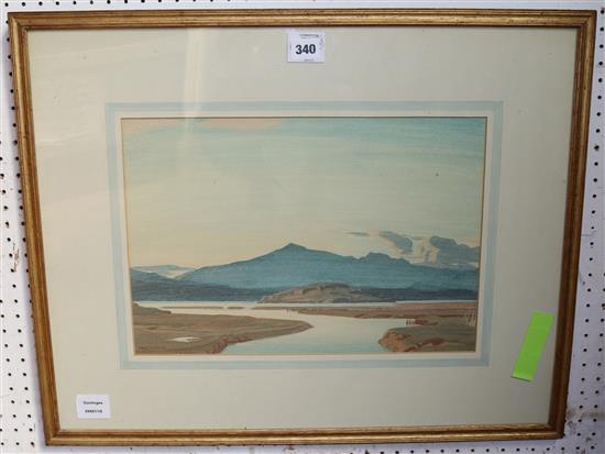 Charles Marsh Gere, watercolour, Midsummer light on Snowdon(-)